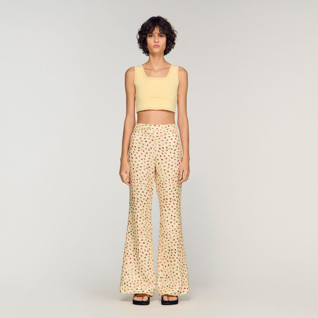 Pantalon à imprimé fleur