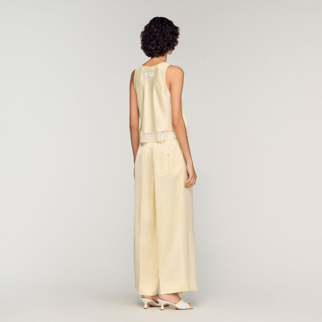 Pantalon large satiné
