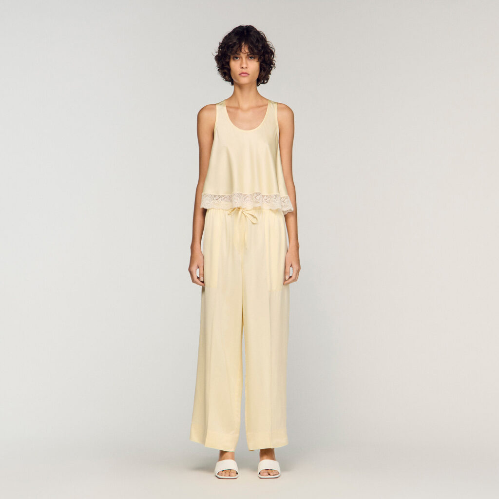 Pantalon large satiné