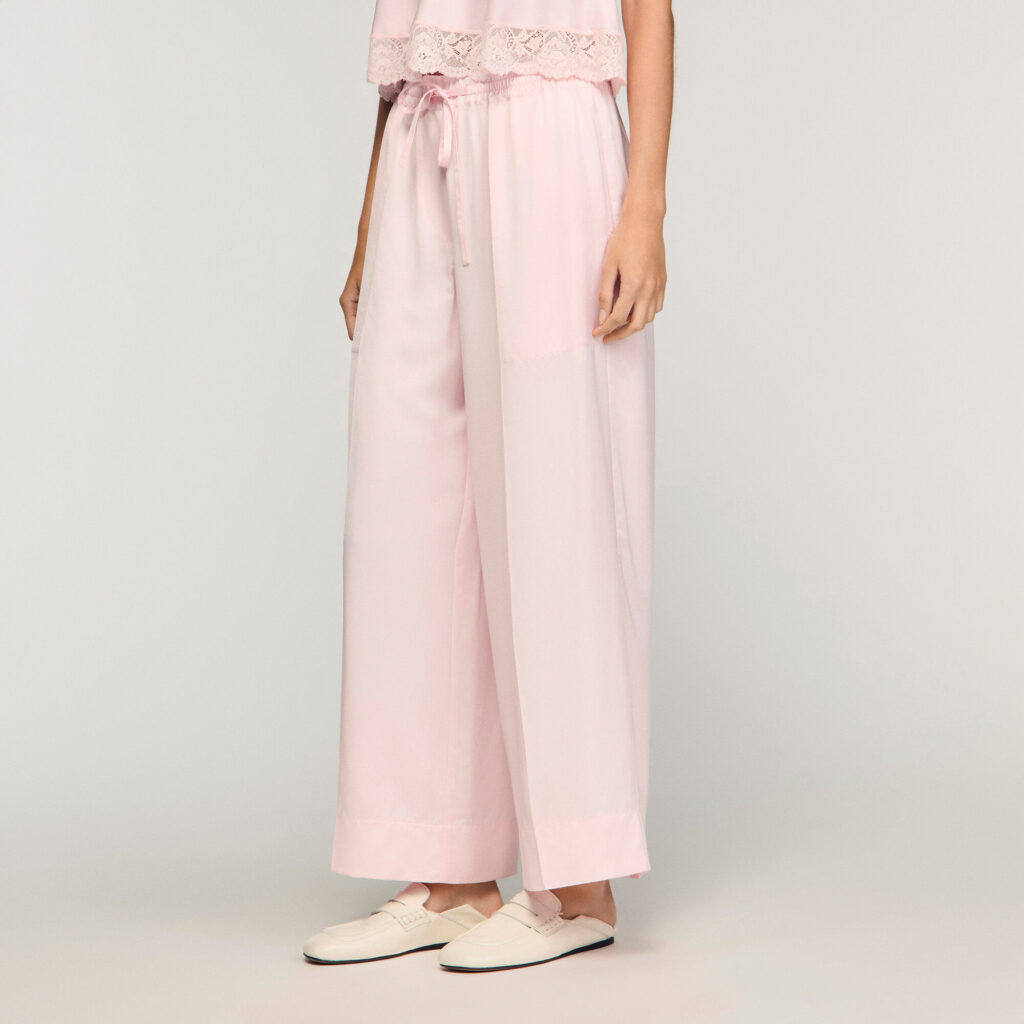 Pantalon large satiné