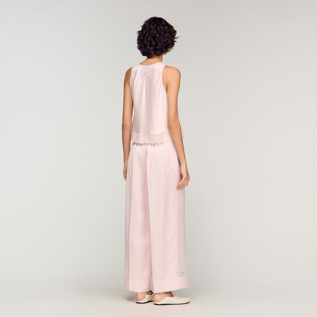 Pantalon large satiné
