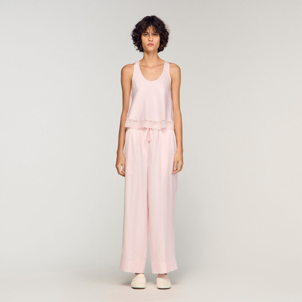 Pantalon large satiné