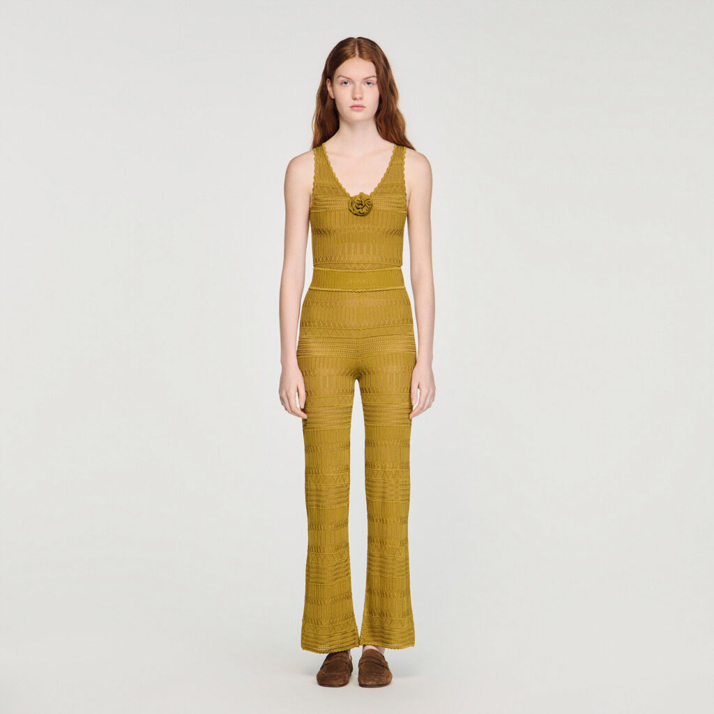 Pantalon en maille pointelle