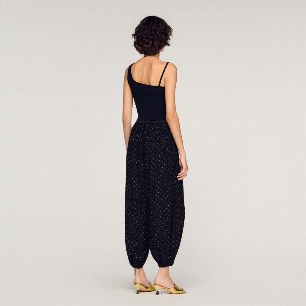 Pantalon large à strass