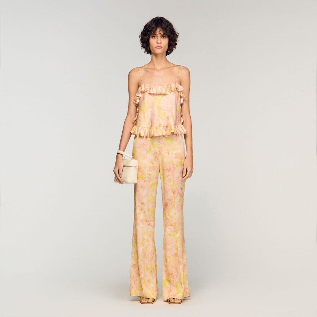 Pantalon fluide à imprimé fleur