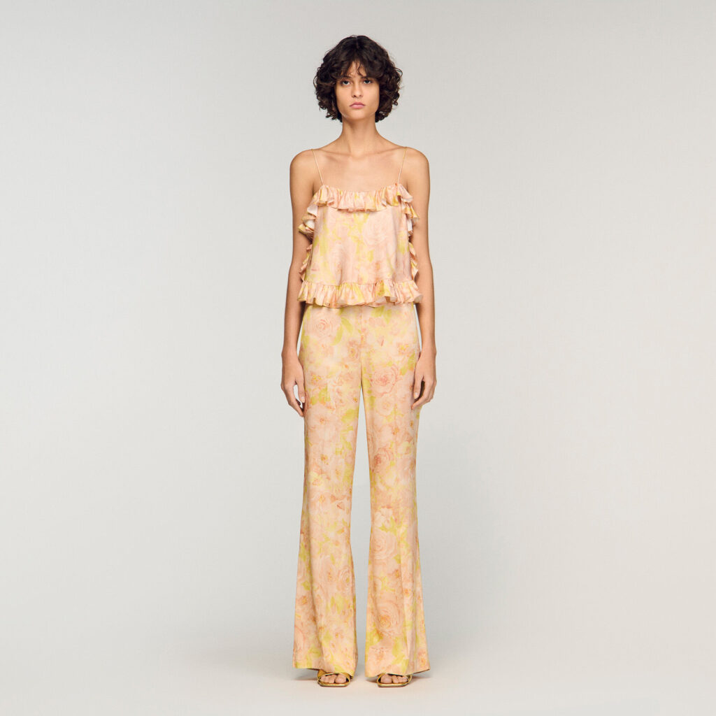 Pantalon fluide à imprimé fleur