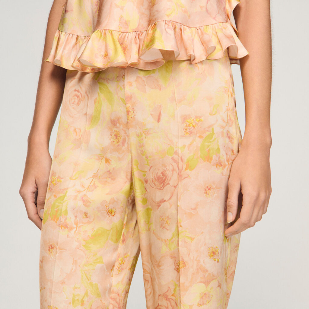 Pantalon fluide à imprimé fleur