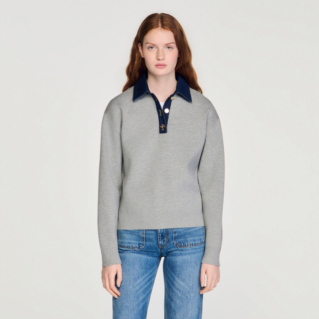 Pull à col polo et manches longues