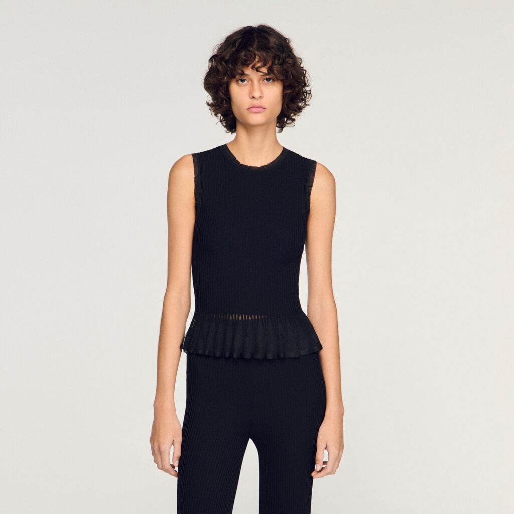 Pull à volants en maille ottoman
