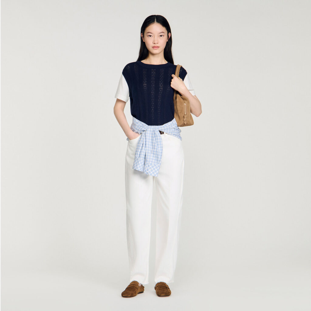 Pull en maille pointelle