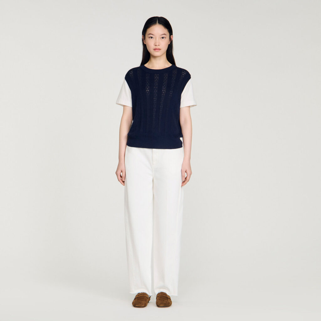 Pull en maille pointelle