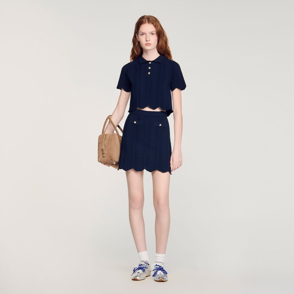 Pull en maille fantaisie à col polo