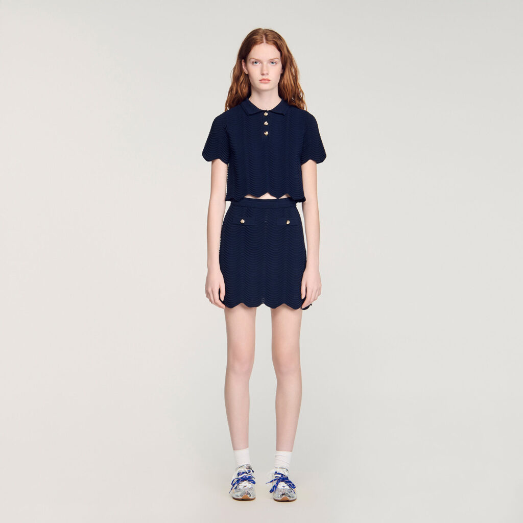 Pull en maille fantaisie à col polo
