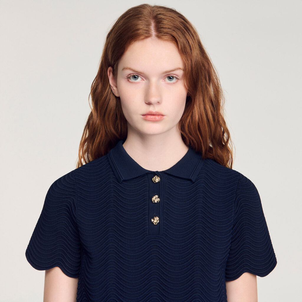 Pull en maille fantaisie à col polo