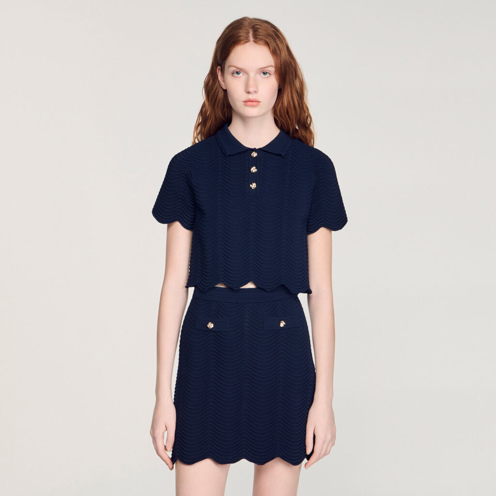 Pull en maille fantaisie à col polo