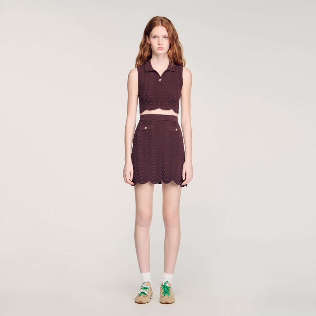 Top court en maille fantaisie