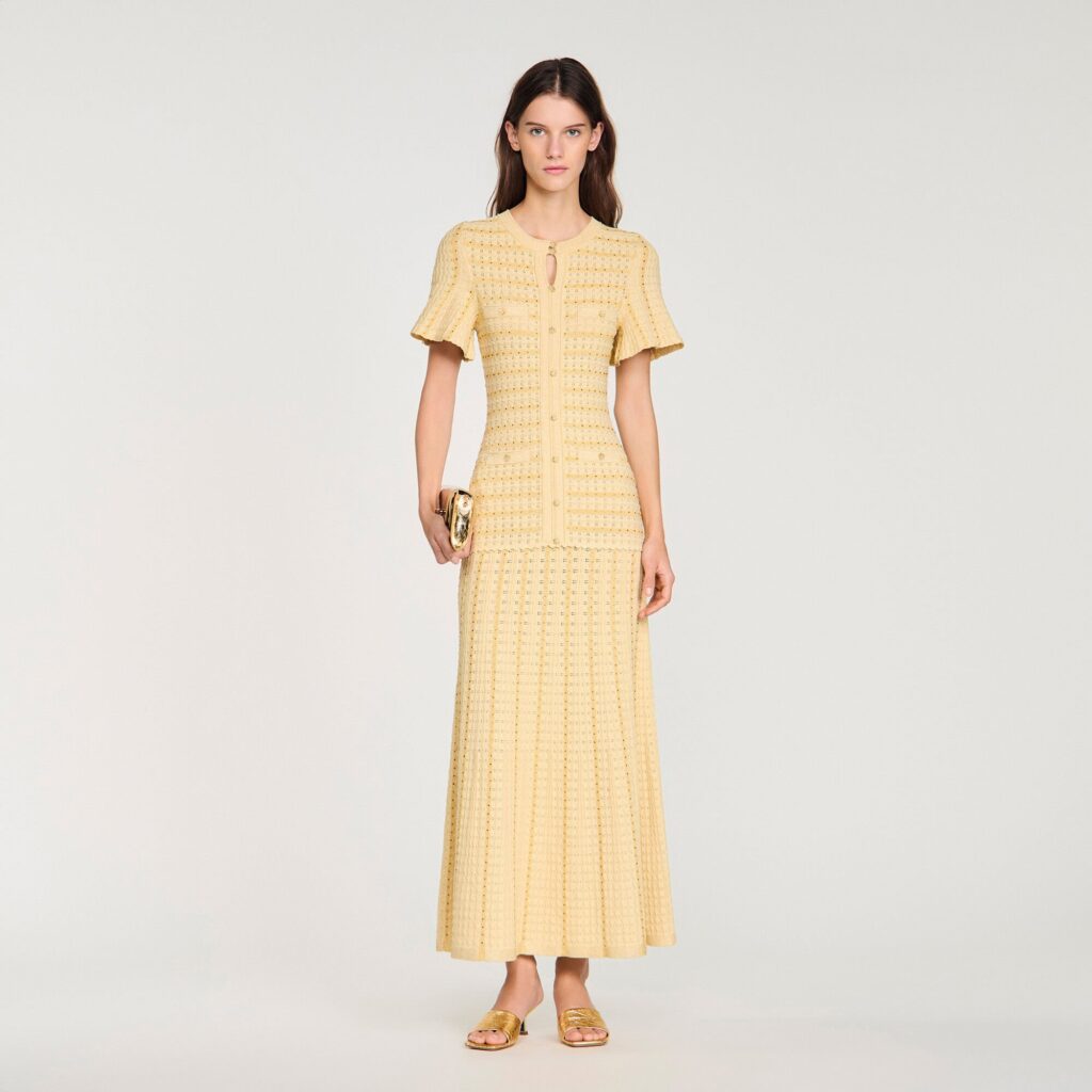 Robe longue maille strassée
