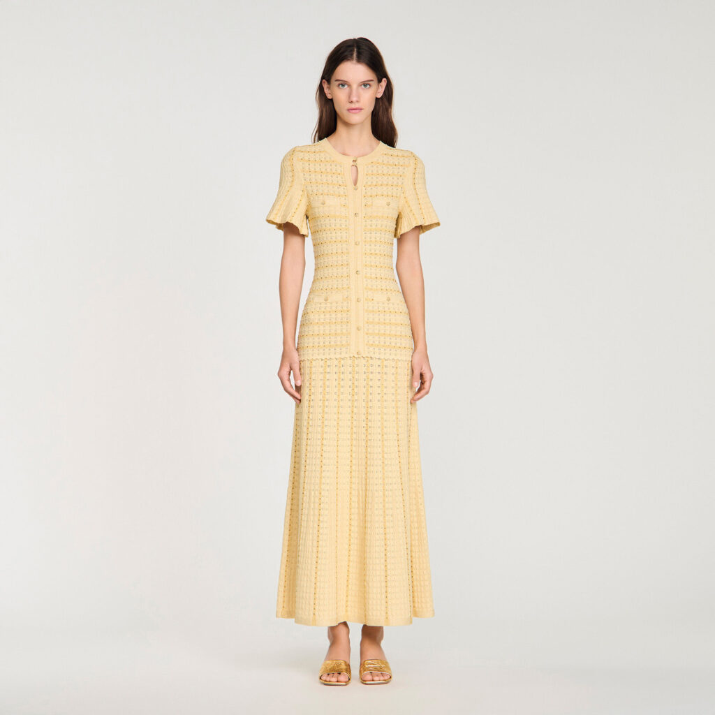 Robe longue maille strassée