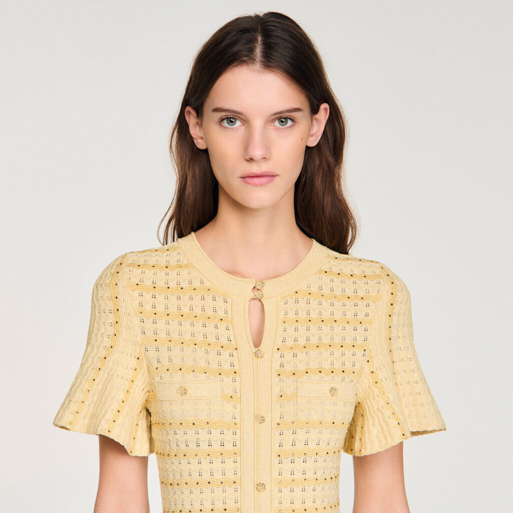 Robe longue maille strassée