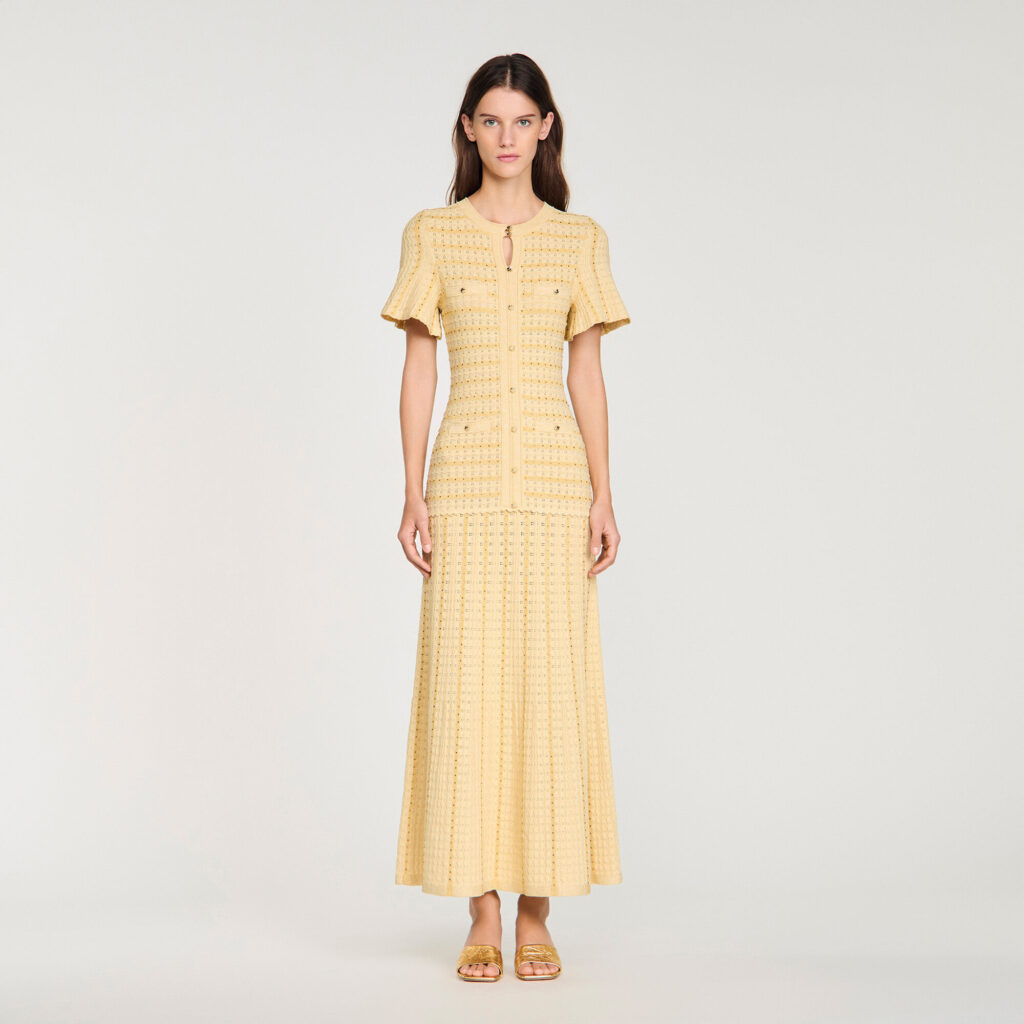 Robe longue maille strassée