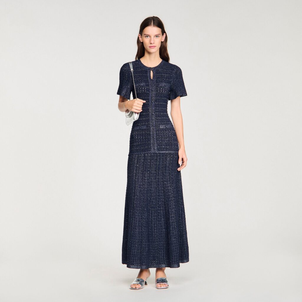 Robe longue maille strassée
