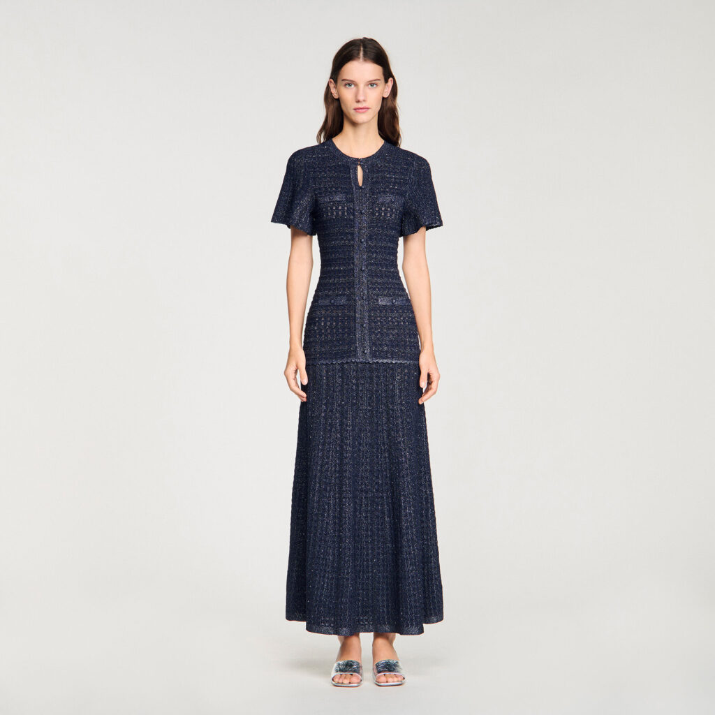 Robe longue maille strassée