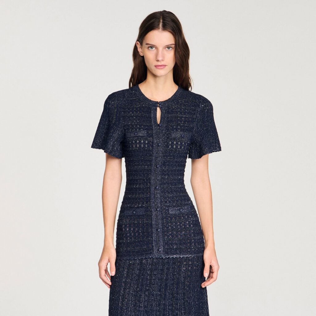 Robe longue maille strassée