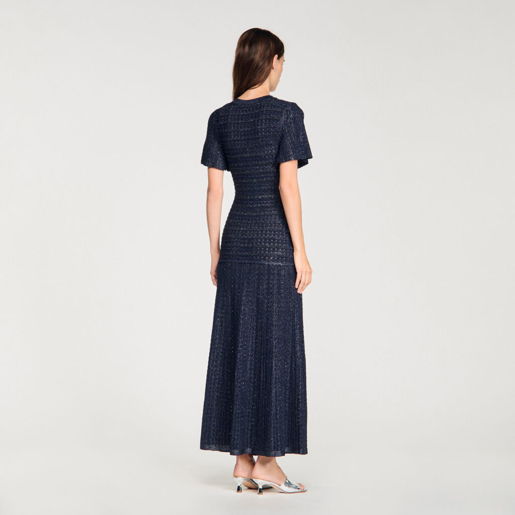 Robe longue maille strassée