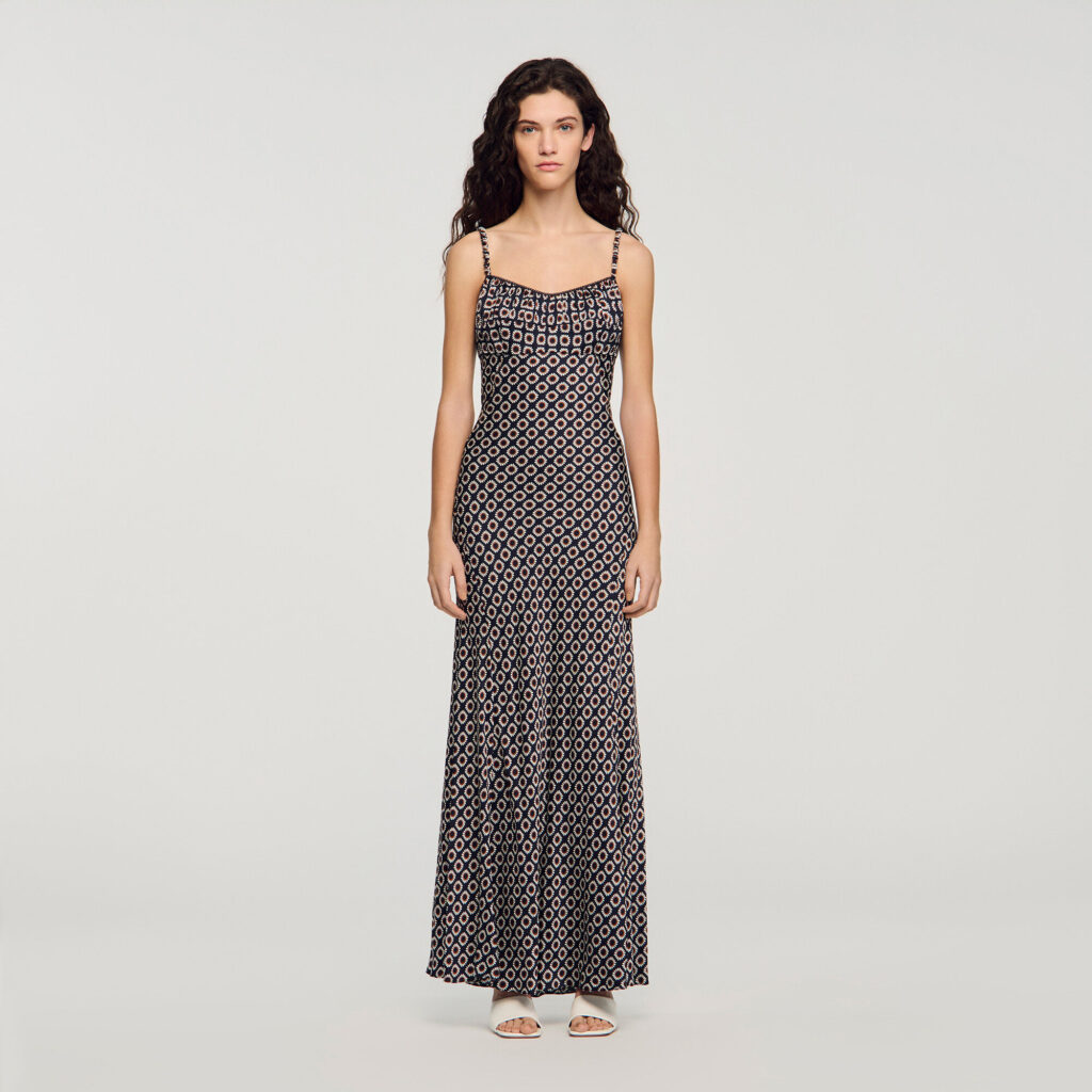 Robe longue esprit lingerie fleur