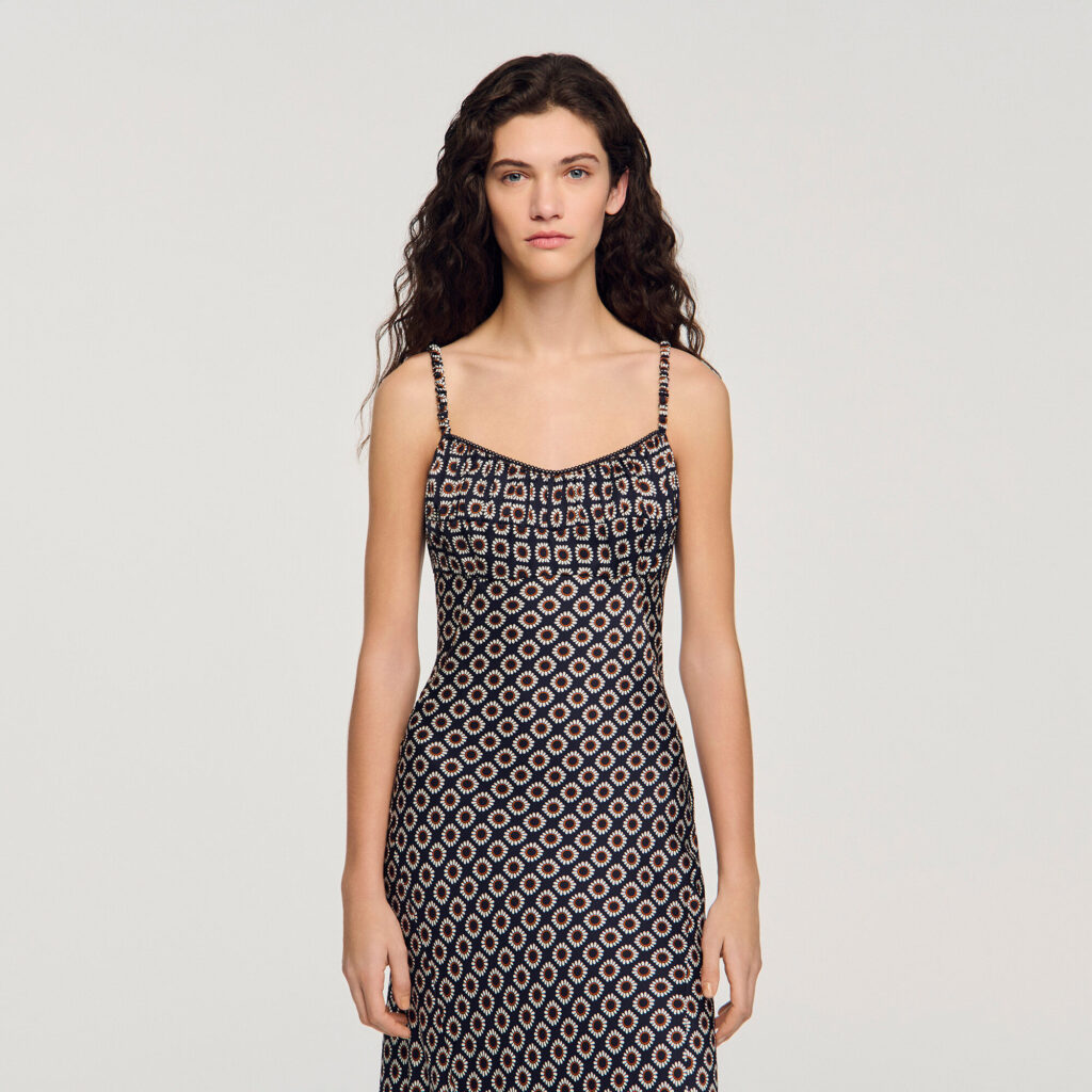Robe longue esprit lingerie fleur