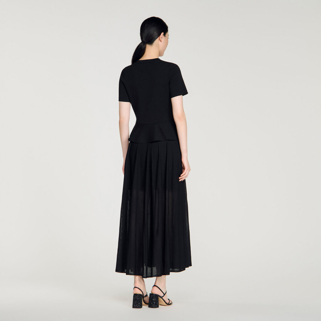 Robe longue en maille à basque