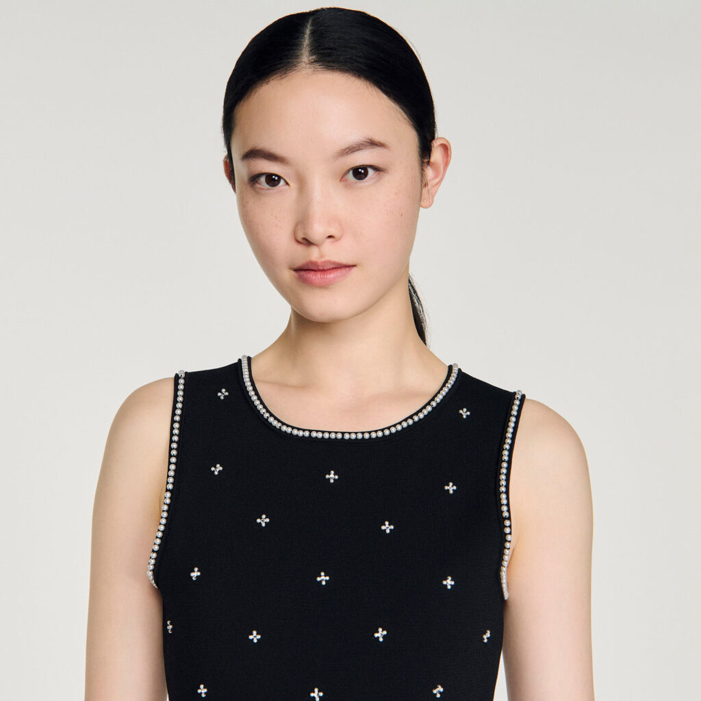 Robe longue strassée imprimé fleur