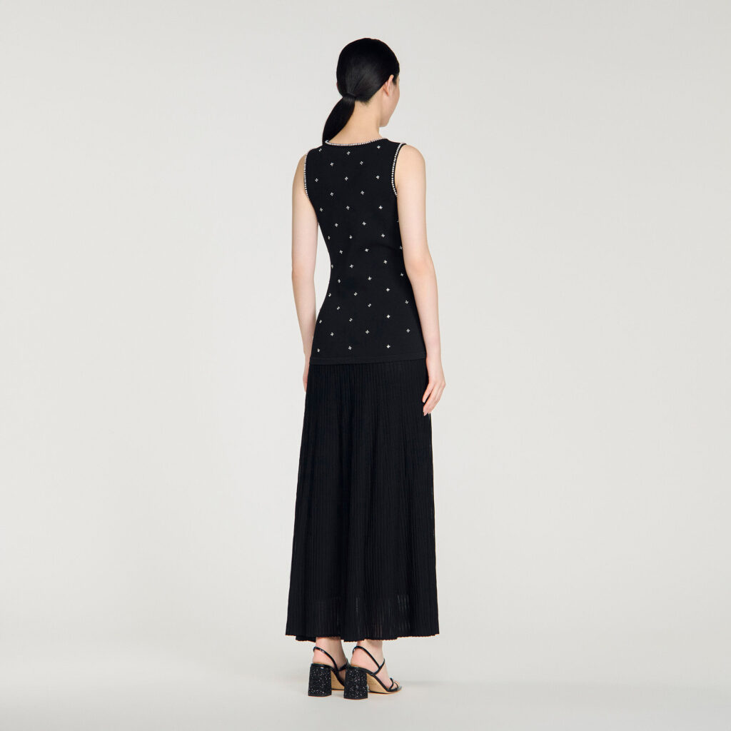 Robe longue strassée imprimé fleur