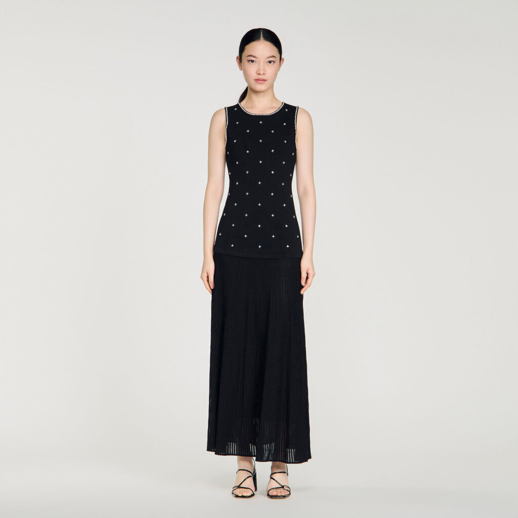 Robe longue strassée imprimé fleur