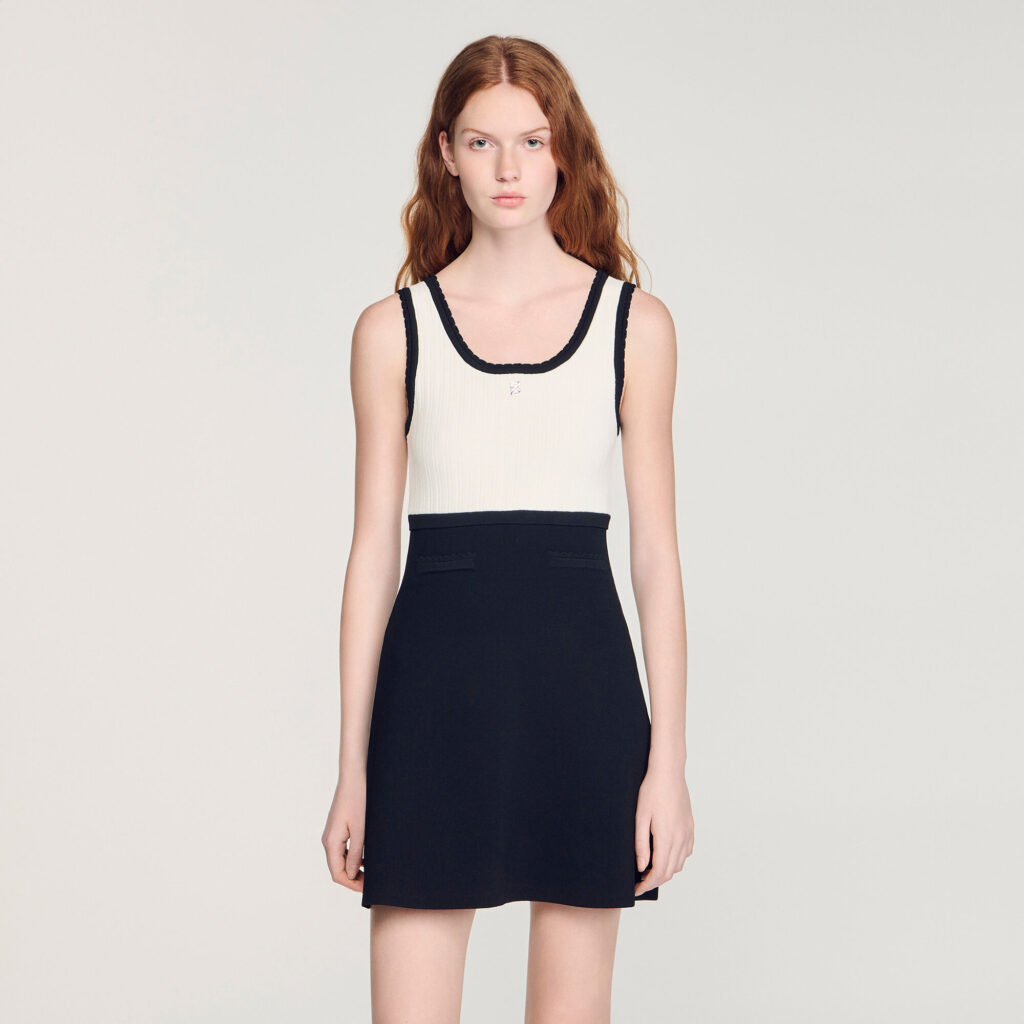 Robe courte en maille bicolore