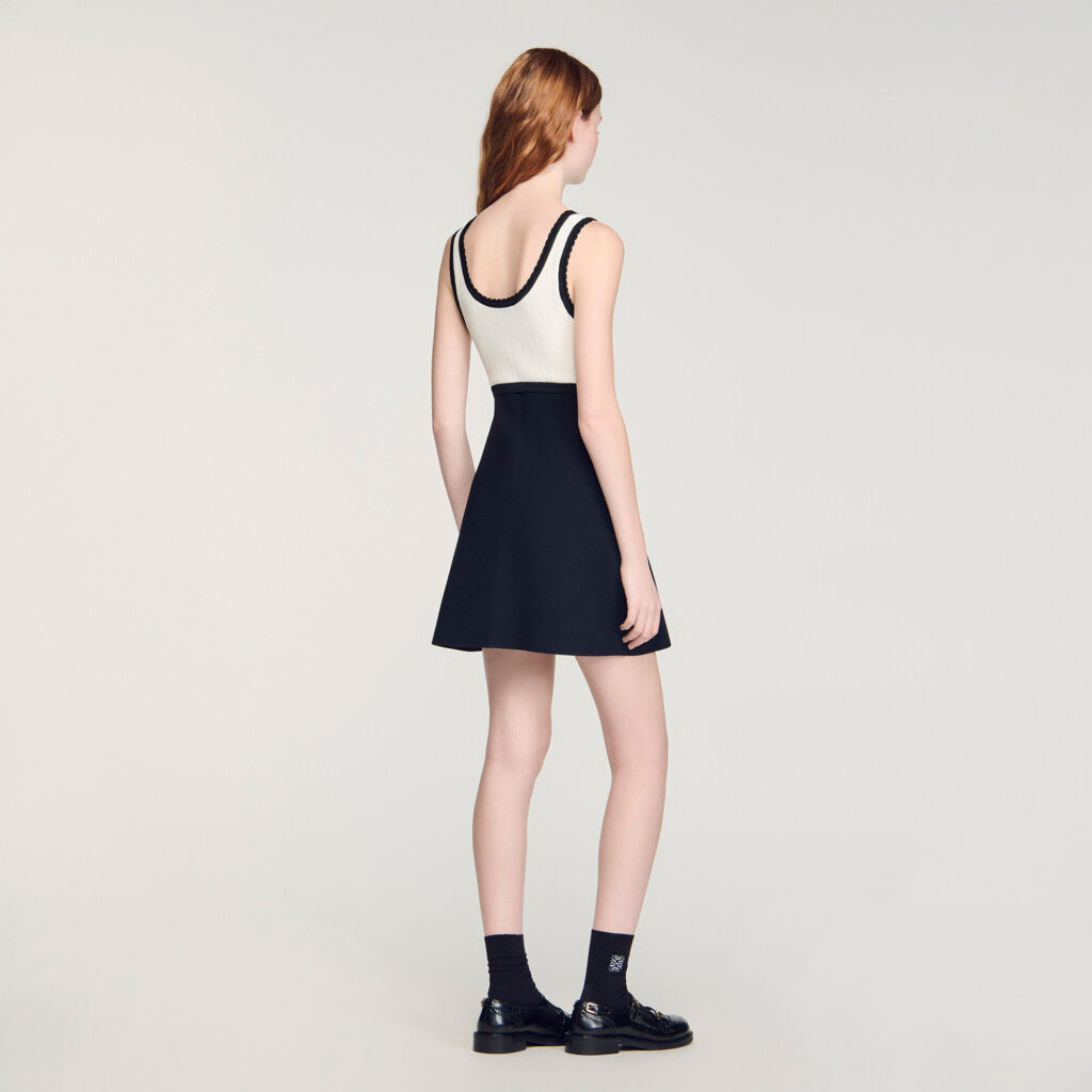 Robe courte en maille bicolore