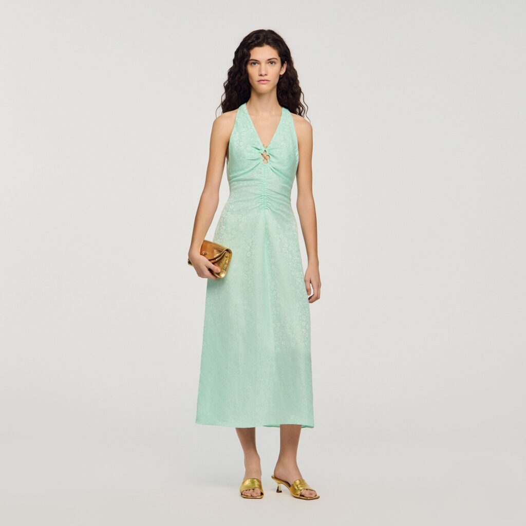 Robe longue imprimé fleur col V