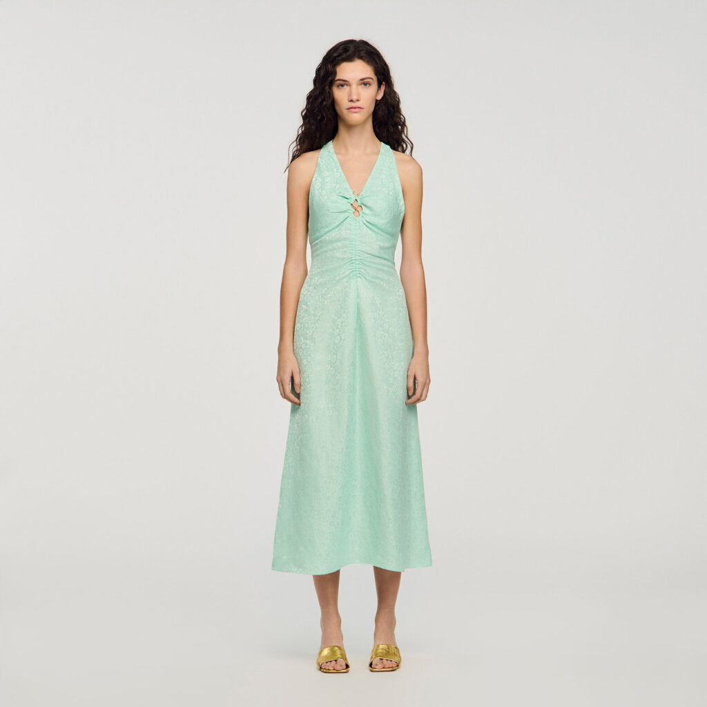 Robe longue imprimé fleur col V