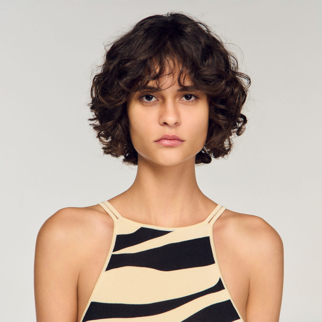 Robe longue en maille imprimé zèbre