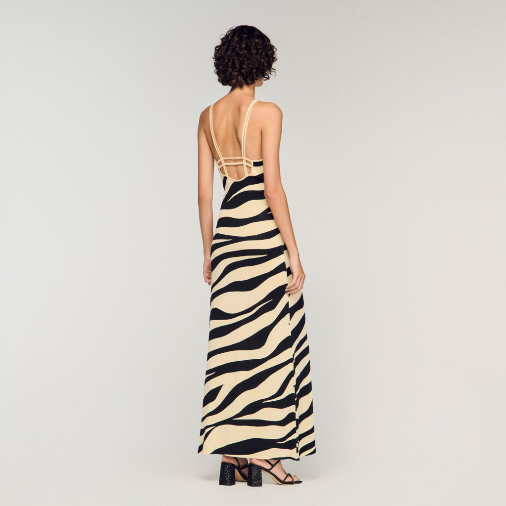 Robe longue en maille imprimé zèbre
