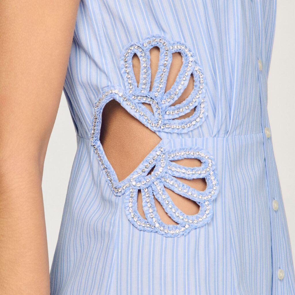 Robe longue en coton à rayures