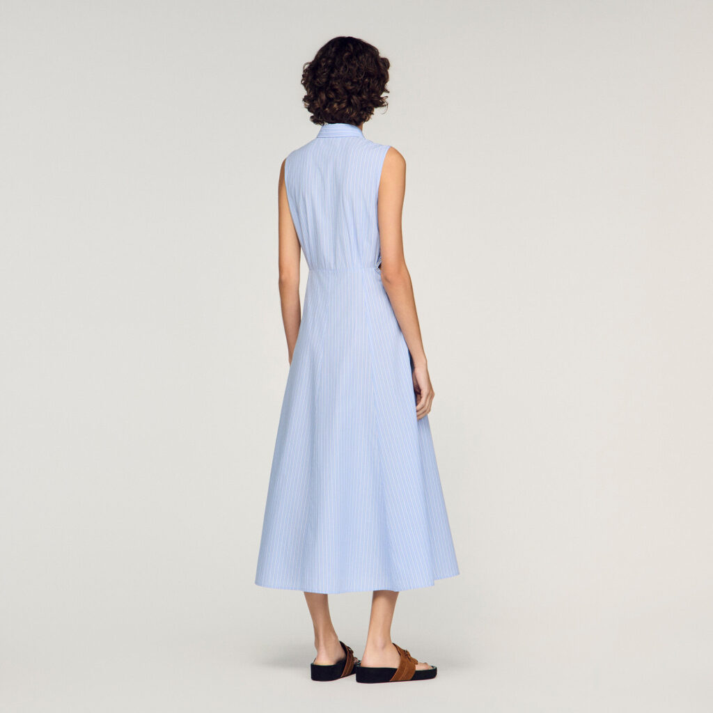 Robe longue en coton à rayures