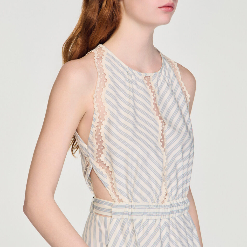 Robe longue en coton à rayures