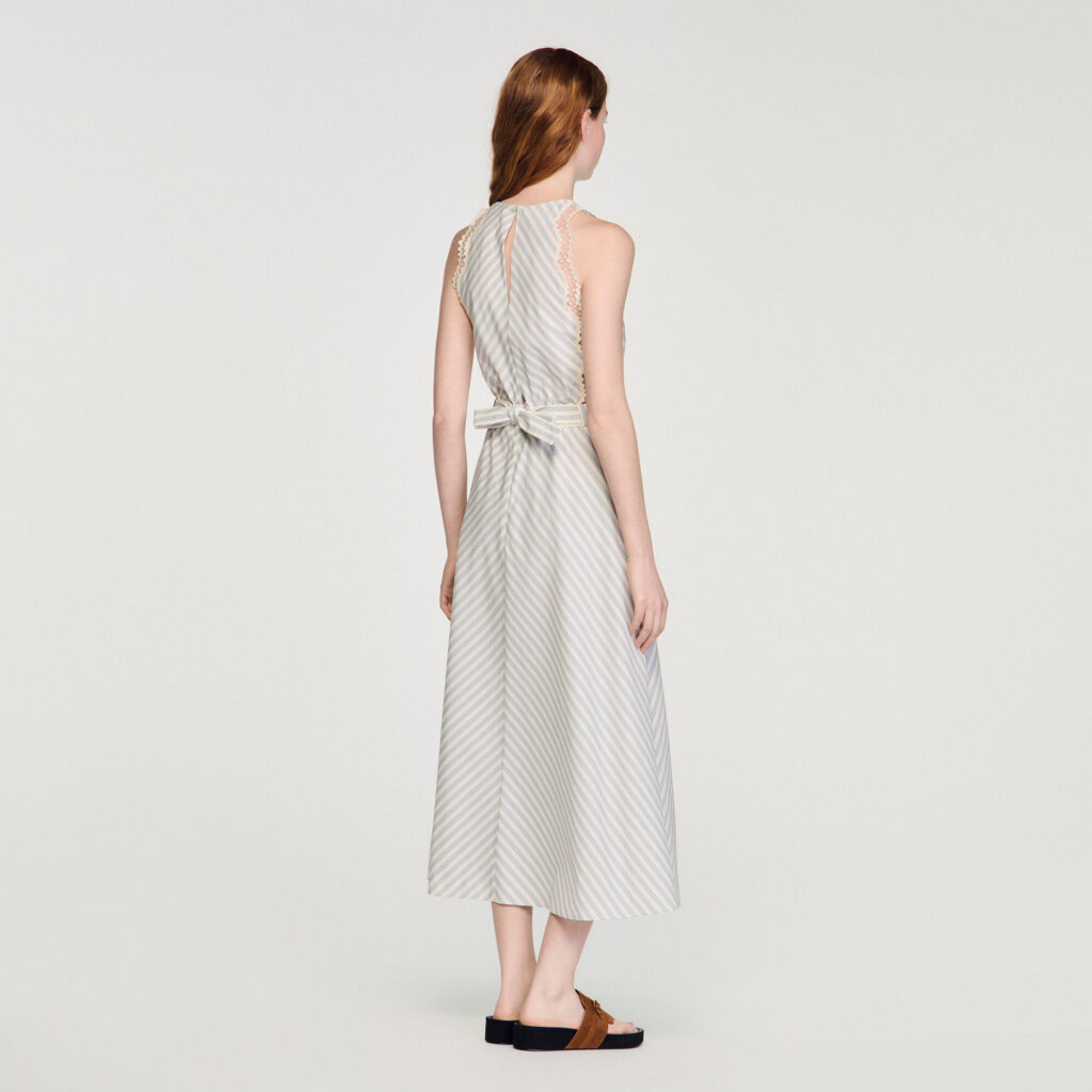 Robe longue en coton à rayures