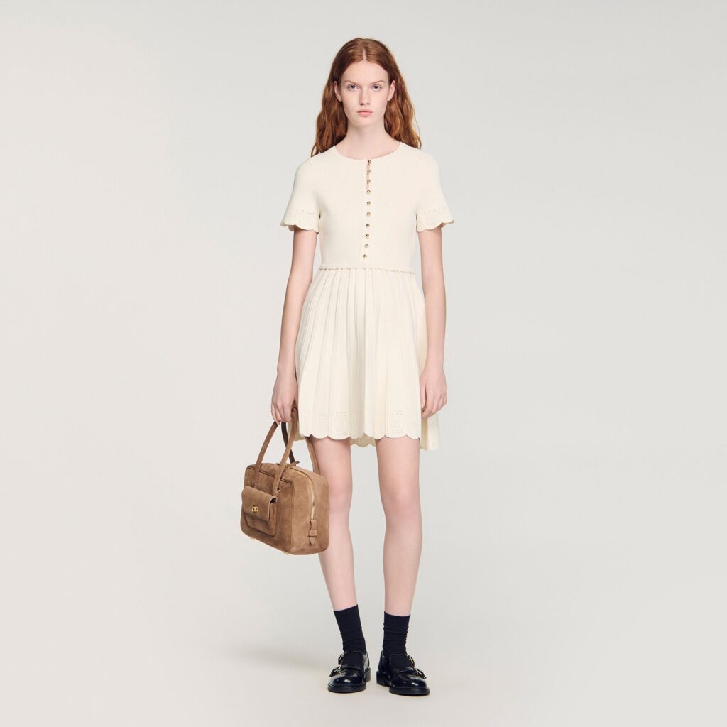 Robe courte en maille pointelle