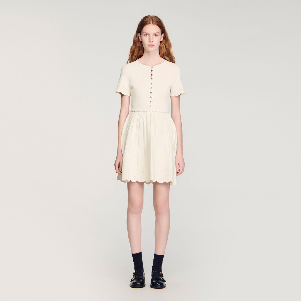 Robe courte en maille pointelle