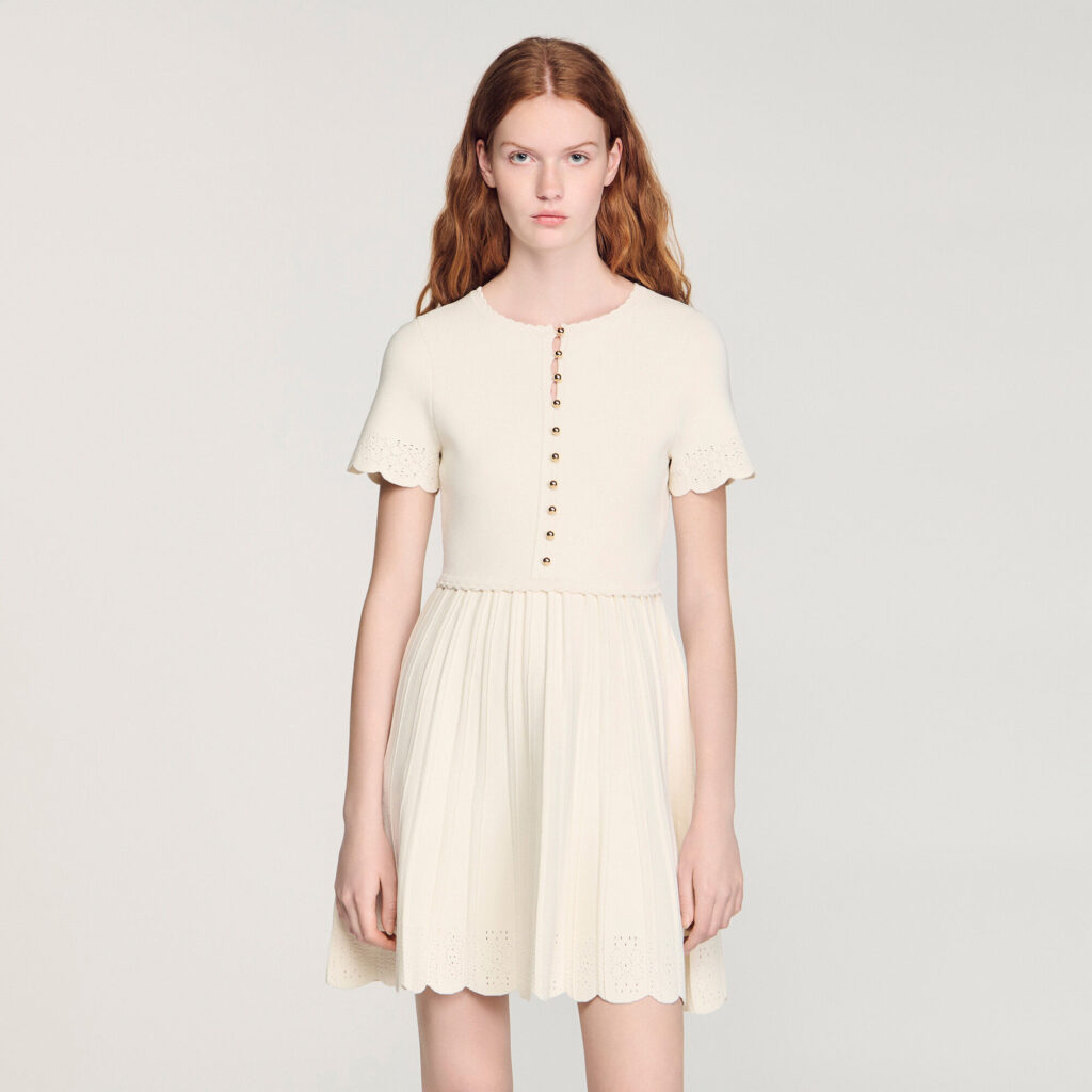 Robe courte en maille pointelle