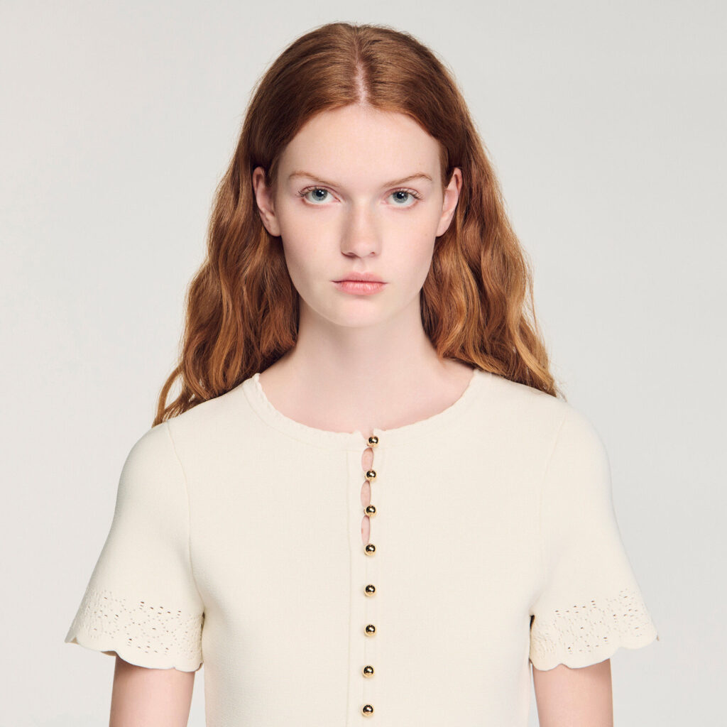 Robe courte en maille pointelle