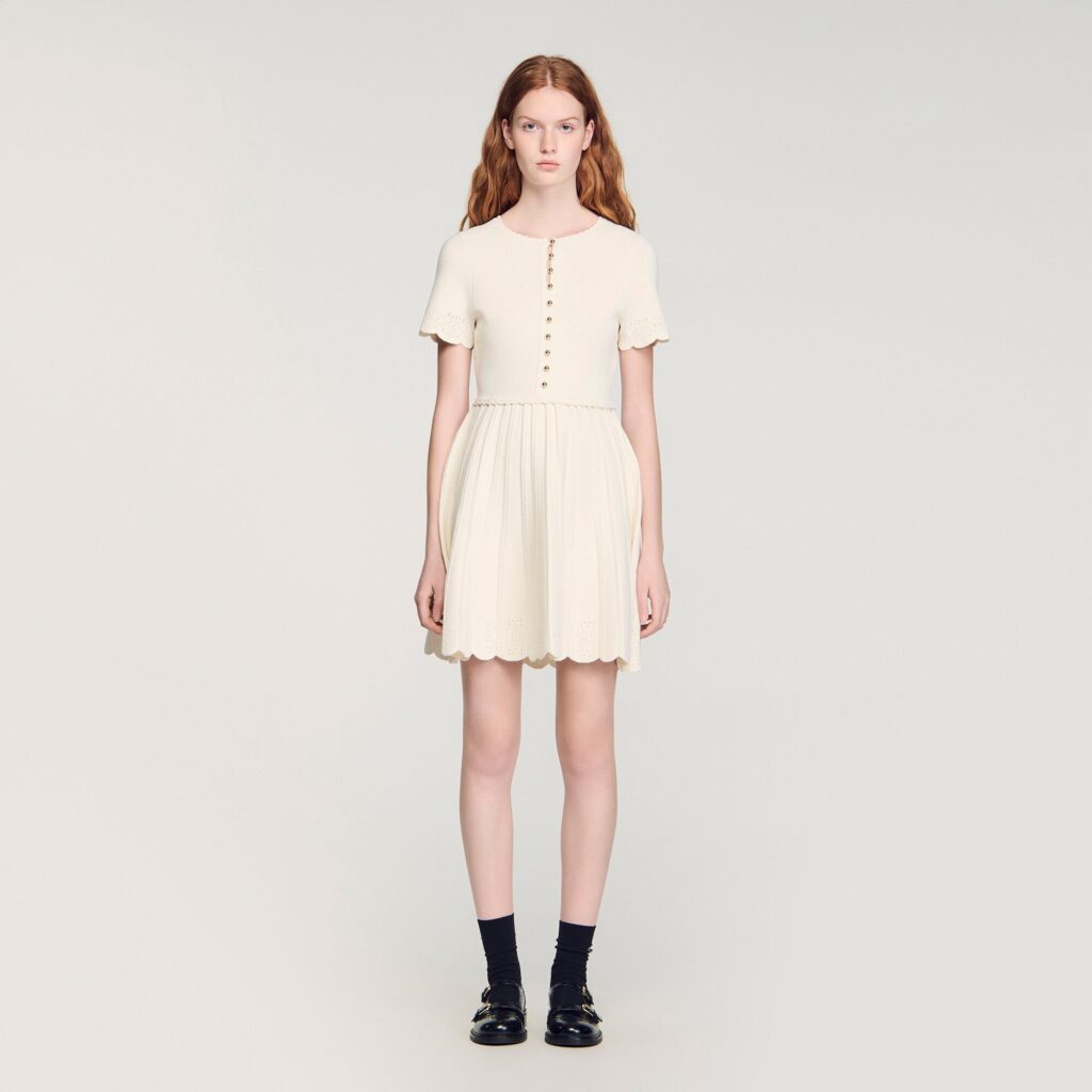 Robe courte en maille pointelle