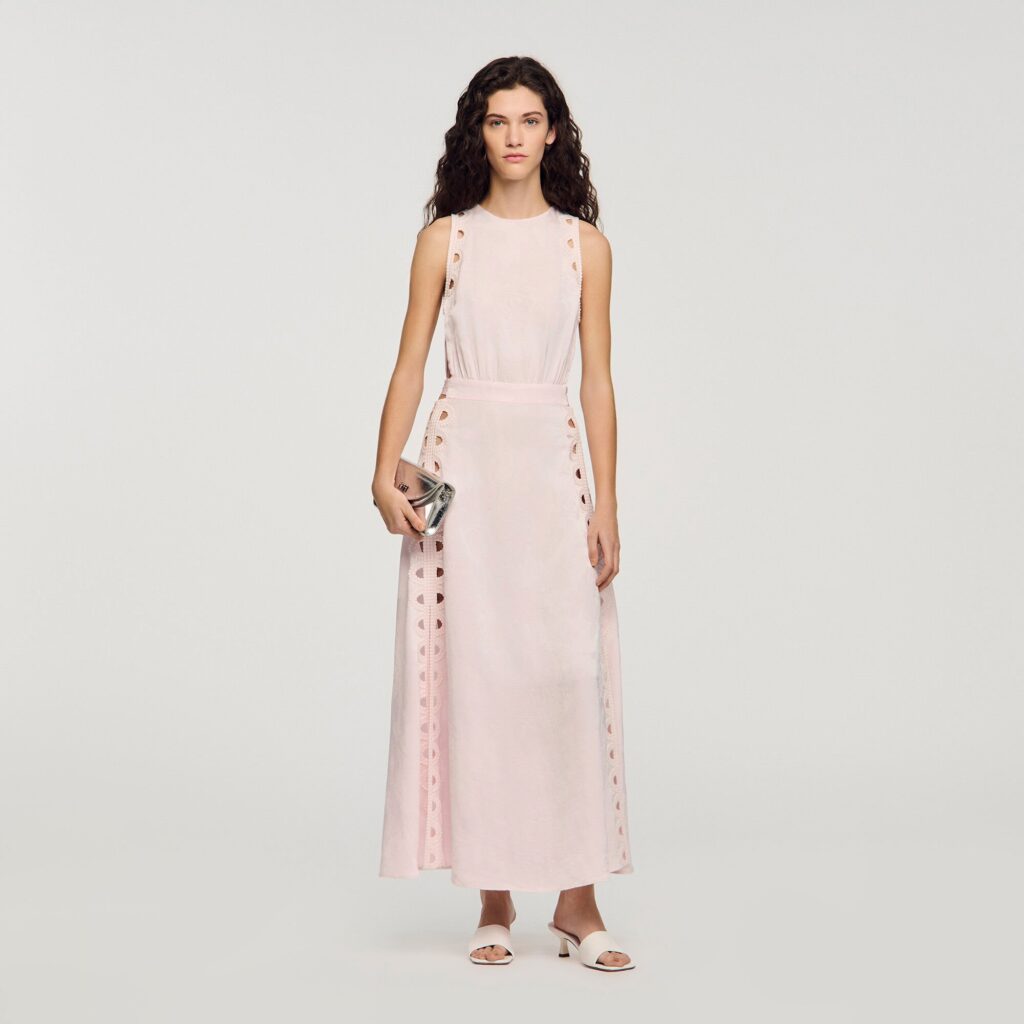Robe longue à jacquard fleurs